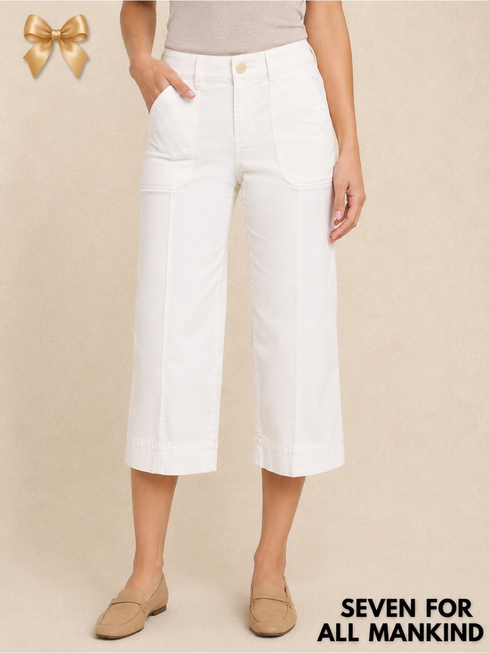 Seven For All Mankind Dojo Crop White Capris Pants Size 24